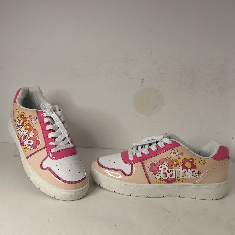Barbie by Mattel Women's sz 11 Casual Lace-up Court Sneakers Pink‎ Memory Foam